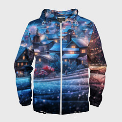 Мужская ветровка Новогодний двор в блестках