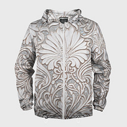 Ветровка с капюшоном мужская Вензельные цветы, цвет: 3D-белый