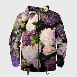 Ветровка с капюшоном мужская Весенние цветы, цвет: 3D-черный
