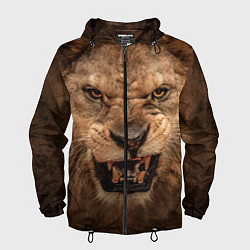 Ветровка с капюшоном мужская Взгляд льва, цвет: 3D-черный