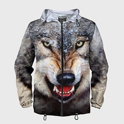 Ветровка с капюшоном мужская Взгляд волка, цвет: 3D-черный