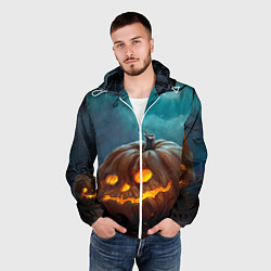 Ветровка с капюшоном мужская Тыква, цвет: 3D-белый — фото 2