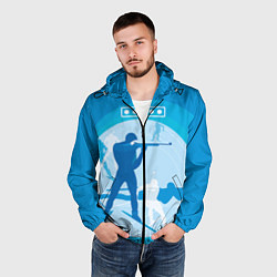 Ветровка с капюшоном мужская Биатлон, цвет: 3D-черный — фото 2