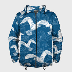 Ветровка с капюшоном мужская Чайки, цвет: 3D-черный