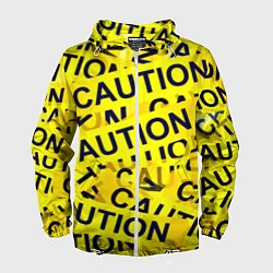 Ветровка с капюшоном мужская Caution, цвет: 3D-белый