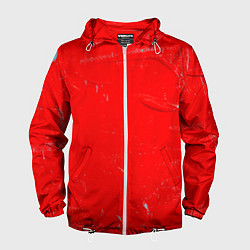 Ветровка с капюшоном мужская Красная краска, цвет: 3D-белый