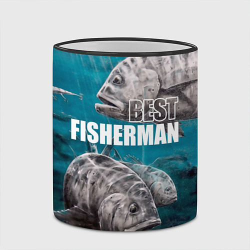 Кружка цветная Best fisherman / 3D-Черный кант – фото 2