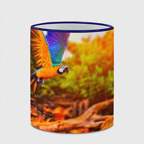 Кружка цветная Взмах попугая / 3D-Синий кант – фото 2