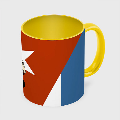 Кружка цветная Куба / 3D-Белый + желтый – фото 1