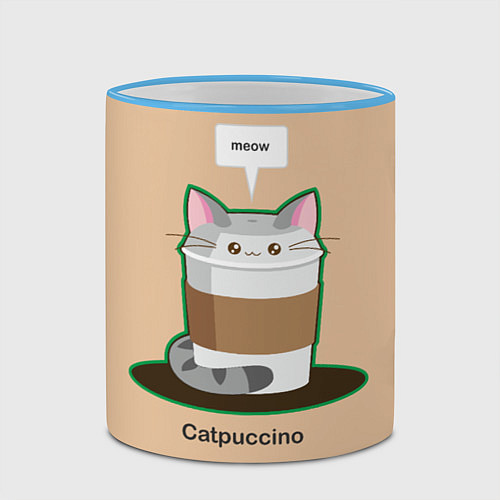 Кружка цветная Catpuccino / 3D-Небесно-голубой кант – фото 2