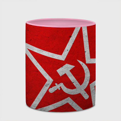 Кружка цветная Флаг СССР: Серп и Молот / 3D-Белый + розовый – фото 2