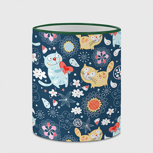 Кружка цветная Котята / 3D-Зеленый кант – фото 2