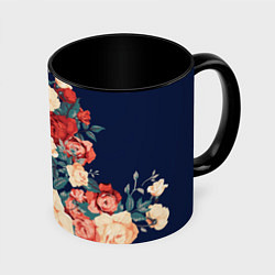 Кружка 3D Fashion flowers, цвет: 3D-белый + черный