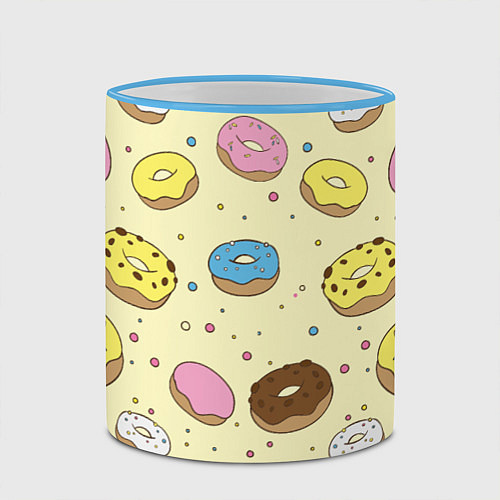 Кружка цветная Сладкие пончики / 3D-Небесно-голубой кант – фото 2