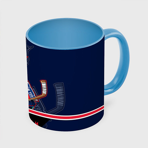Кружка цветная New York Rangers / 3D-Белый + небесно-голубой – фото 1