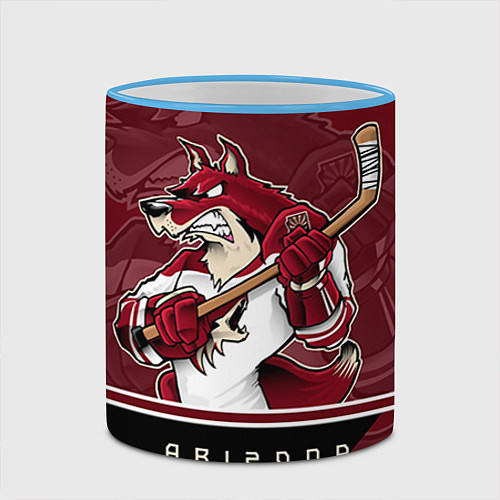 Кружка цветная Arizona Coyotes / 3D-Небесно-голубой кант – фото 2