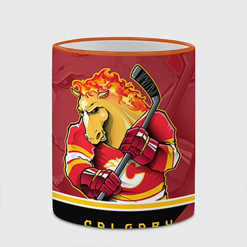 Кружка цветная Calgary Flames / 3D-Оранжевый кант – фото 2