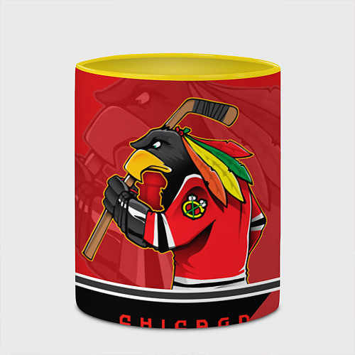 Кружка цветная Chicago Blackhawks / 3D-Белый + желтый – фото 2