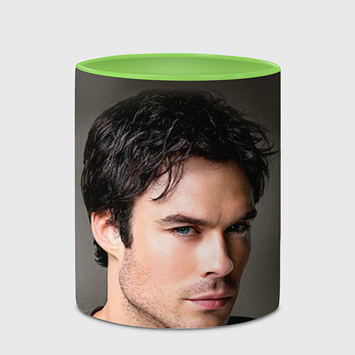 Кружка цветная Ian Somerhalder / 3D-Белый + светло-зеленый – фото 2