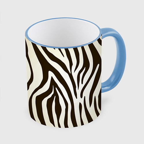 Кружка цветная Шкура зебры / 3D-Небесно-голубой кант – фото 1