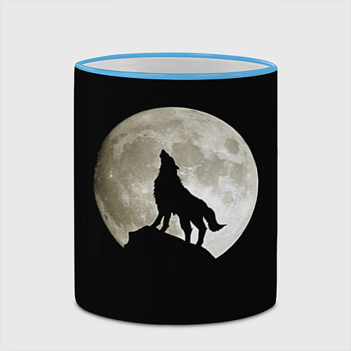 Кружка цветная Moon Wolf / 3D-Небесно-голубой кант – фото 2