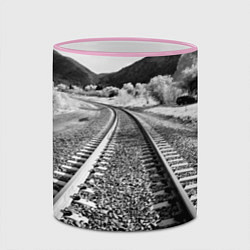 Кружка 3D Железная дорога, цвет: 3D-розовый кант — фото 2