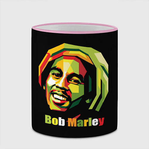 Кружка цветная Bob Marley Smile / 3D-Розовый кант – фото 2