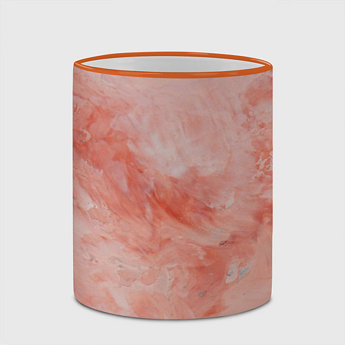 Кружка цветная Розовый мрамор - Венец / 3D-Оранжевый кант – фото 2