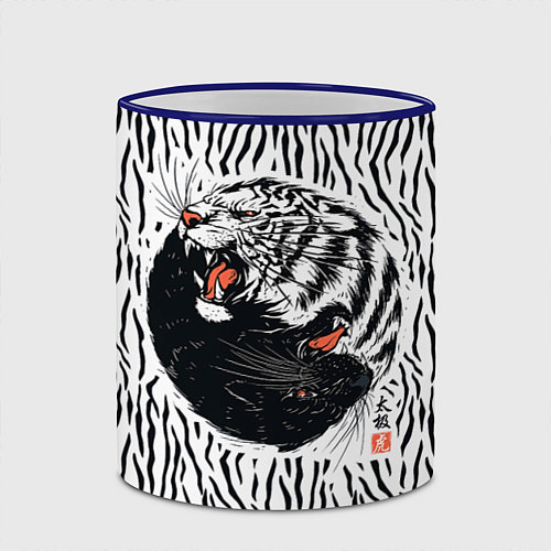 Кружка цветная Yin Yang Tigers / 3D-Синий кант – фото 2