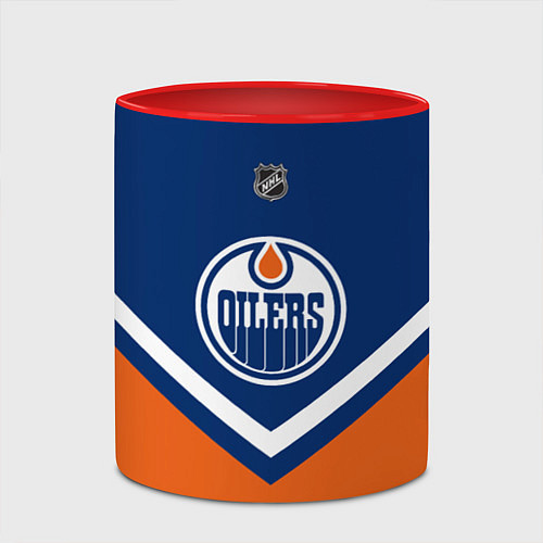Кружка цветная NHL: Edmonton Oilers / 3D-Белый + красный – фото 2