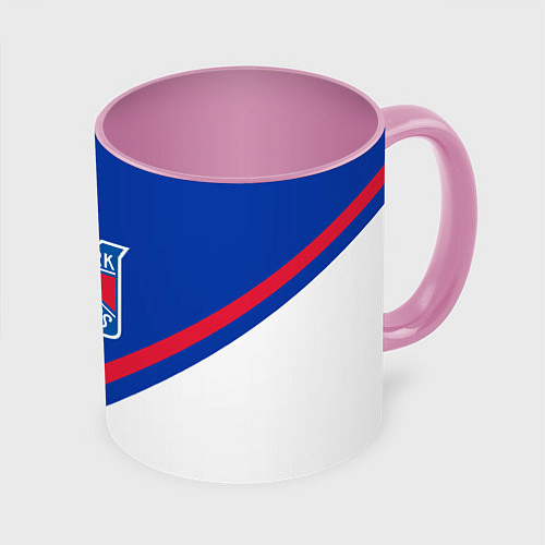 Кружка цветная NHL: New York Rangers / 3D-Белый + розовый – фото 1
