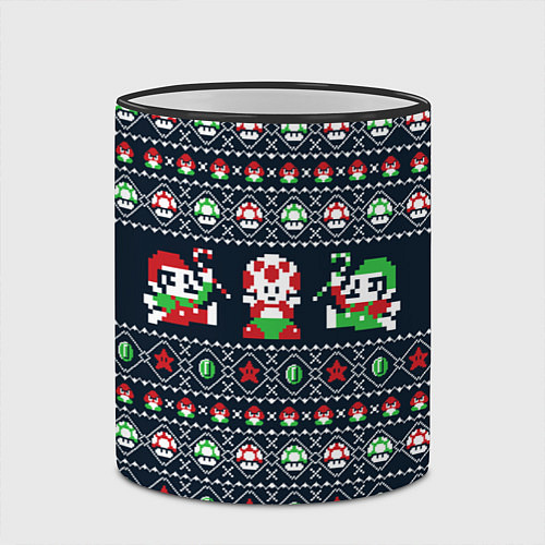 Кружка цветная Mario Bros Christmas / 3D-Черный кант – фото 2