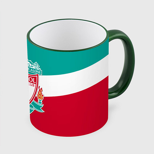 Кружка цветная Liverpool: You'll never walk alone / 3D-Зеленый кант – фото 1