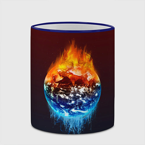 Кружка цветная Огонь против воды / 3D-Синий кант – фото 2