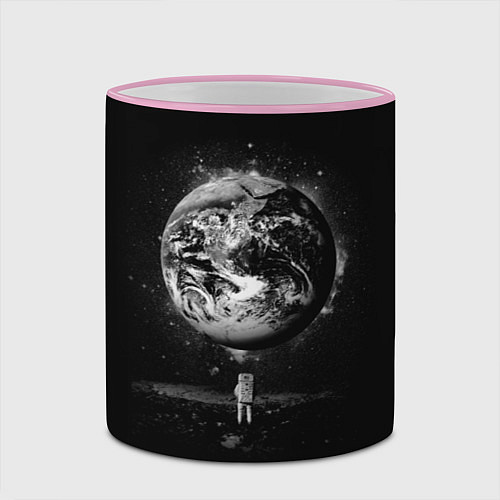 Кружка цветная Взгляд на землю / 3D-Розовый кант – фото 2