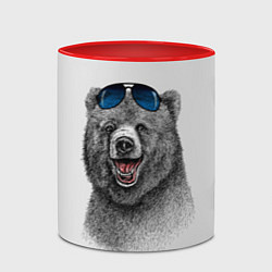 Кружка 3D Счастливый медведь, цвет: 3D-белый + красный — фото 2