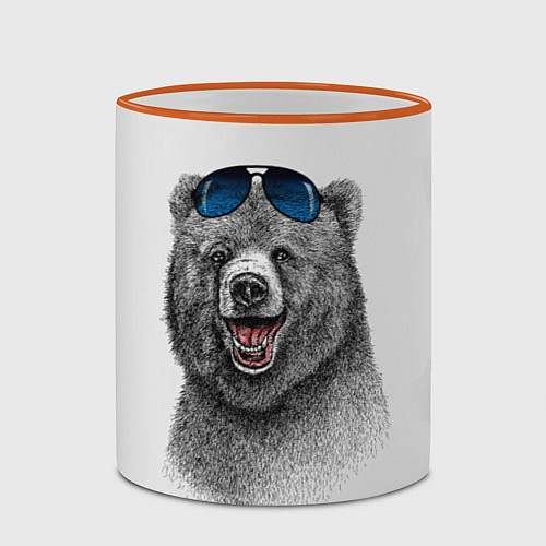 Кружка цветная Счастливый медведь / 3D-Оранжевый кант – фото 2