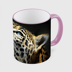 Кружка 3D Хищный леопард, цвет: 3D-розовый кант