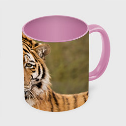 Кружка 3D Милый тигр, цвет: 3D-белый + розовый
