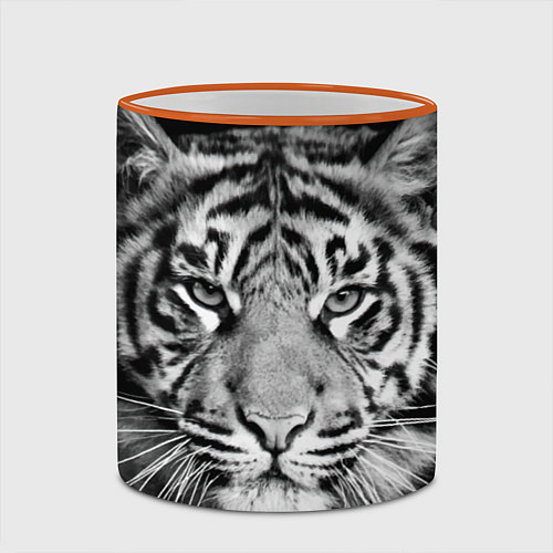 Кружка цветная Мордочка тигра / 3D-Оранжевый кант – фото 2