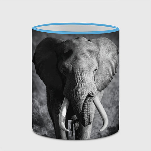Кружка цветная Бегущий слон / 3D-Небесно-голубой кант – фото 2