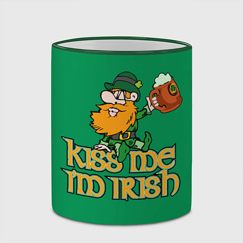 Кружка цветная Поцелуй меня - я ирландец / 3D-Зеленый кант – фото 2