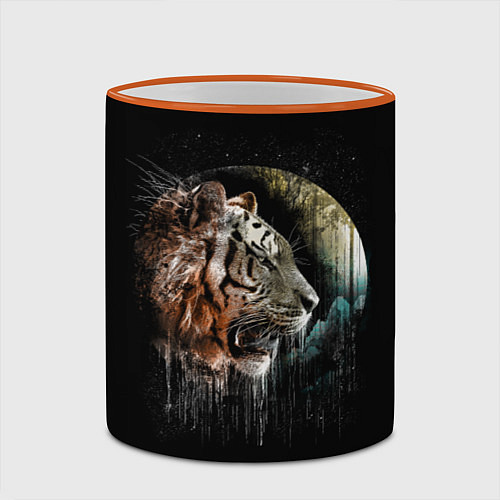 Кружка цветная Космический тигр / 3D-Оранжевый кант – фото 2