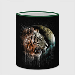 Кружка 3D Космический тигр, цвет: 3D-зеленый кант — фото 2