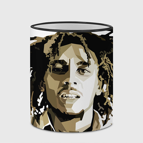 Кружка цветная Bob Marley: Mono / 3D-Черный кант – фото 2