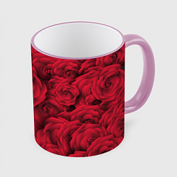 Кружка 3D Красные розы, цвет: 3D-розовый кант