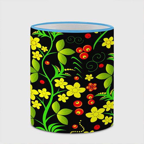 Кружка цветная Natural flowers / 3D-Небесно-голубой кант – фото 2
