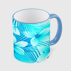 Кружка 3D Tropical Flower, цвет: 3D-небесно-голубой кант