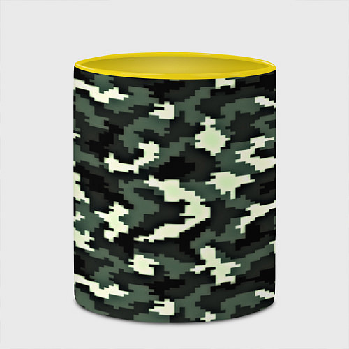 Кружка цветная Камуфляж пиксельный: хаки / 3D-Белый + желтый – фото 2
