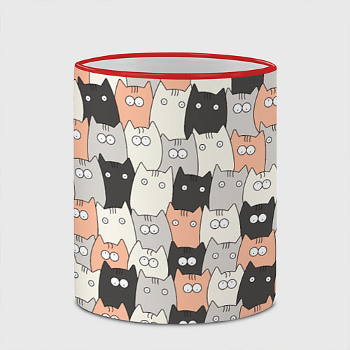 Кружка цветная Котики / 3D-Красный кант – фото 2